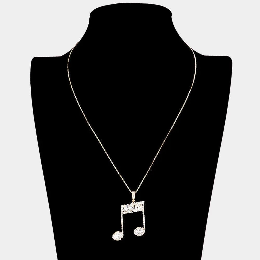 Gold CZ Music Notes Pendant Necklace - Jewelry Store by Erik Rayo