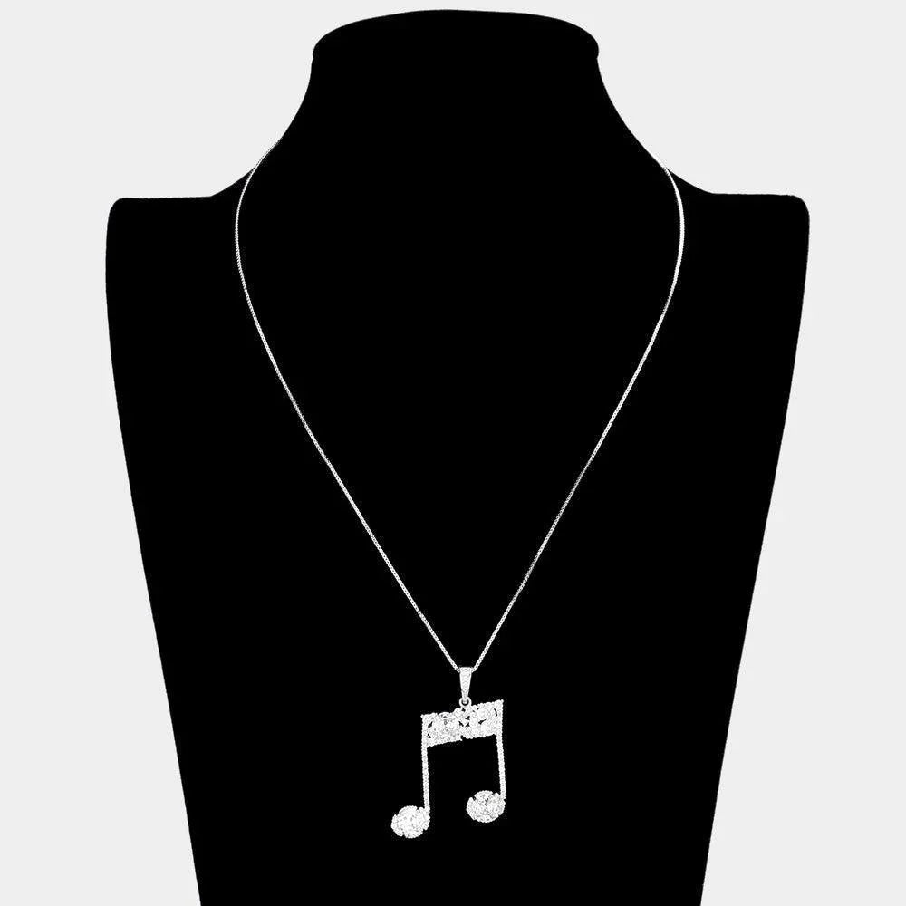 Silver CZ Music Notes Pendant Necklace - Jewelry Store by Erik Rayo