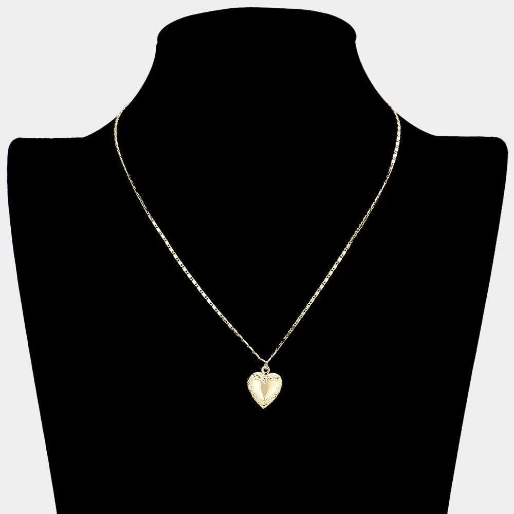 Gold 18K Gold Dipped Heart Locket Pendant Necklace - Jewelry Store by Erik Rayo