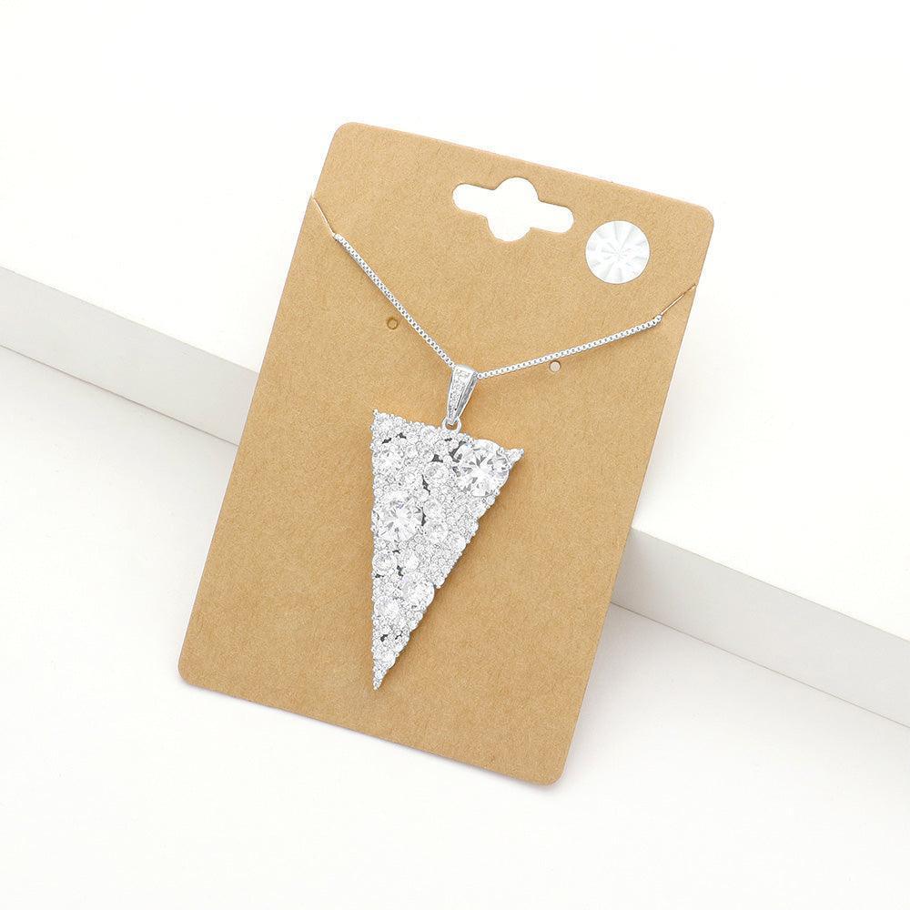 Silver CZ Triangle Pendant Necklace - Jewelry Store by Erik Rayo