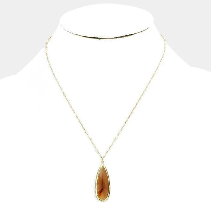 Gold Semi Precious Teardrop Pendant Necklace - Jewelry Store by Erik Rayo