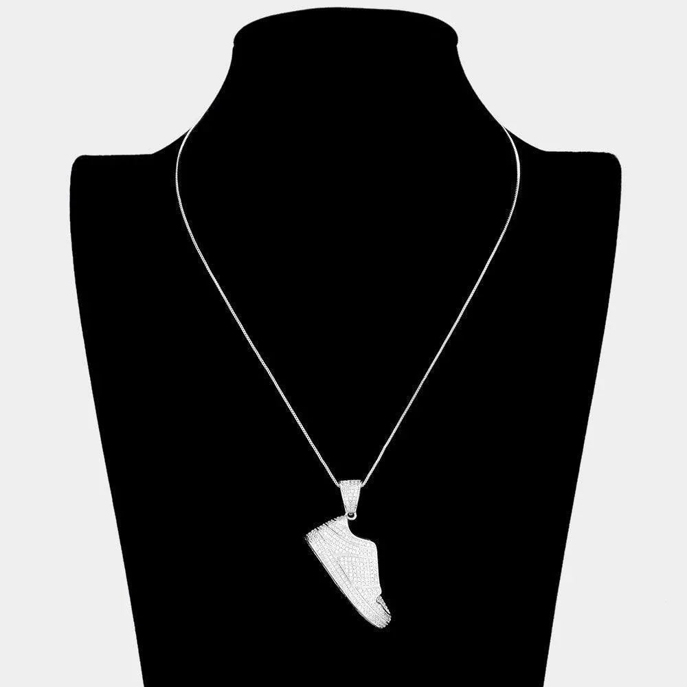 Silver CZ Sneaker Pendant Necklace - Jewelry Store by Erik Rayo
