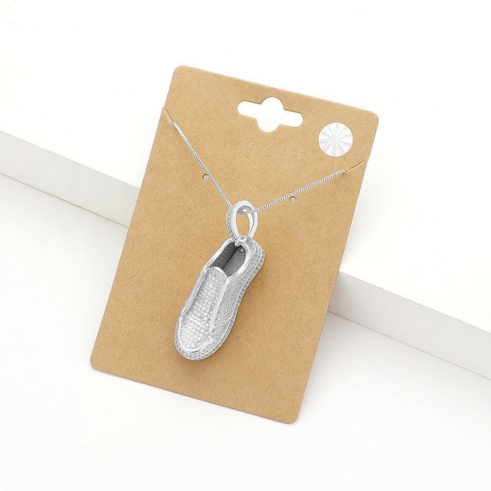 Silver CZ Sneaker Pendant Necklace - Jewelry Store by Erik Rayo