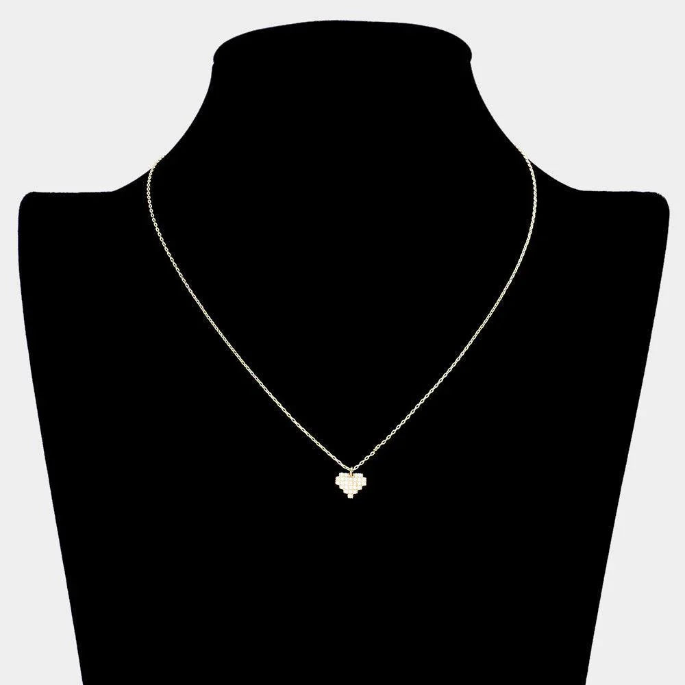 Gold 18K Gold Dipped CZ Stone Paved Mini Heart Pendant Necklace - Jewelry Store by Erik Rayo