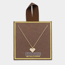 Load image into Gallery viewer, Gold 18K Gold Dipped CZ Stone Paved Mini Heart Pendant Necklace
