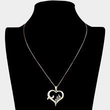 Load image into Gallery viewer, Gold faith Message CZ Open Heart Pendant Necklace
