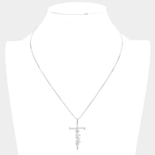 Load image into Gallery viewer, Silver faith CZ Message Cross Pendant Necklace
