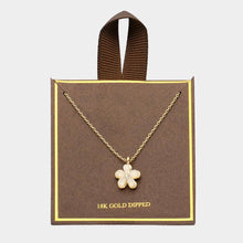 Load image into Gallery viewer, White 18K Gold Dipped Flower Pendant Necklace
