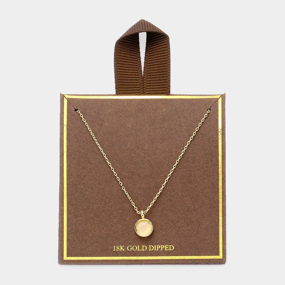 Gold 18K Gold Dipped Stone Disc Pendant Necklace - Jewelry Store by Erik Rayo