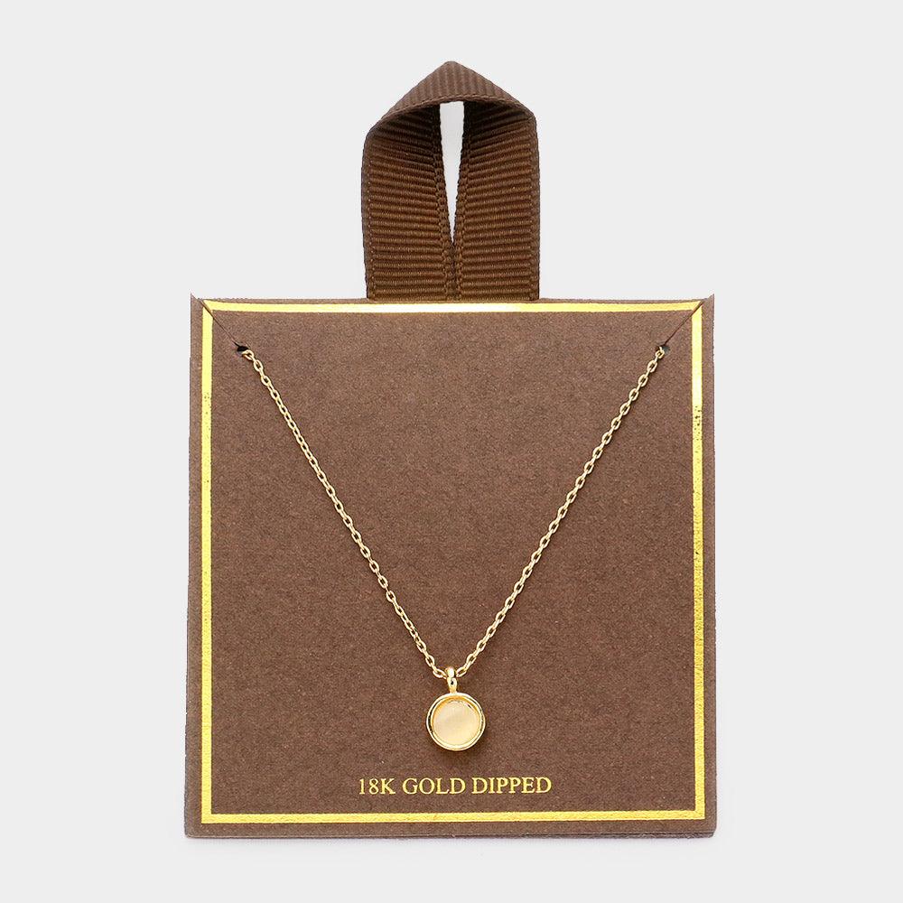 Gold 18K Gold Dipped Stone Disc Pendant Necklace