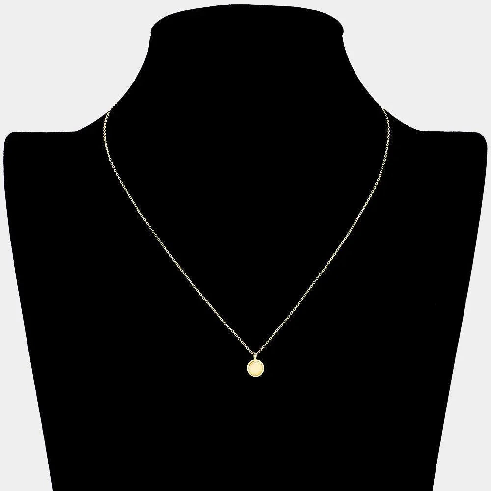 Gold 18K Gold Dipped Stone Disc Pendant Necklace - Jewelry Store by Erik Rayo