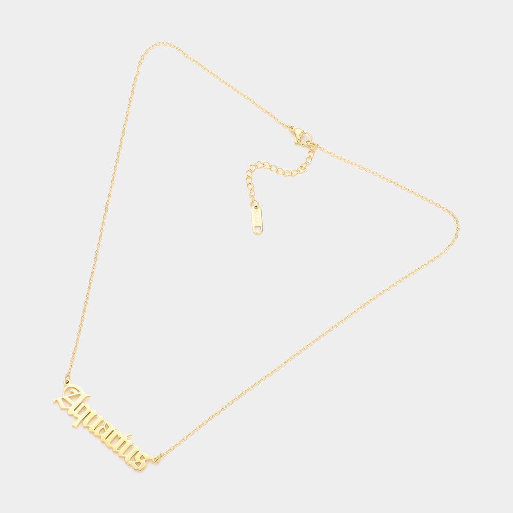 Gold Stainless Steel AQUARIUS Plate Pendant Necklace - Jewelry Store by Erik Rayo