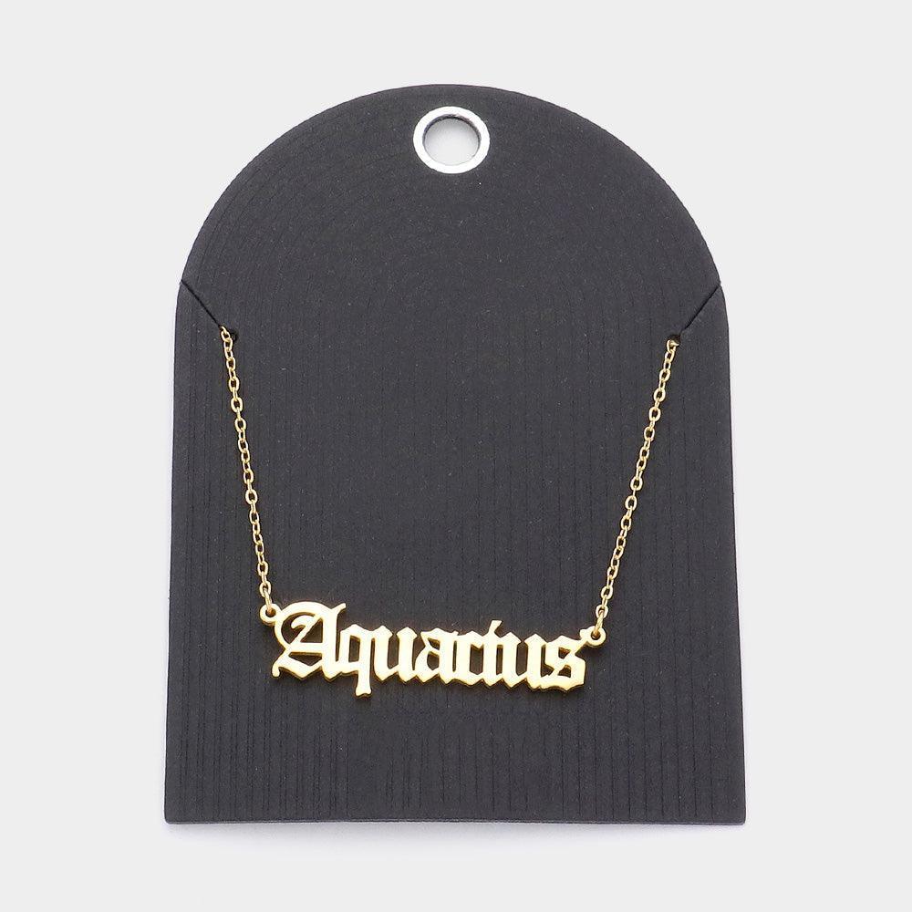 Gold Stainless Steel AQUARIUS Plate Pendant Necklace - Jewelry Store by Erik Rayo