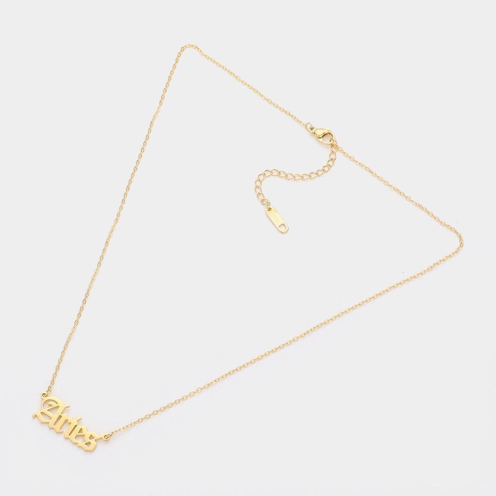Gold Stainless Steel ARIES Plate Pendant Necklace - Jewelry Store by Erik Rayo
