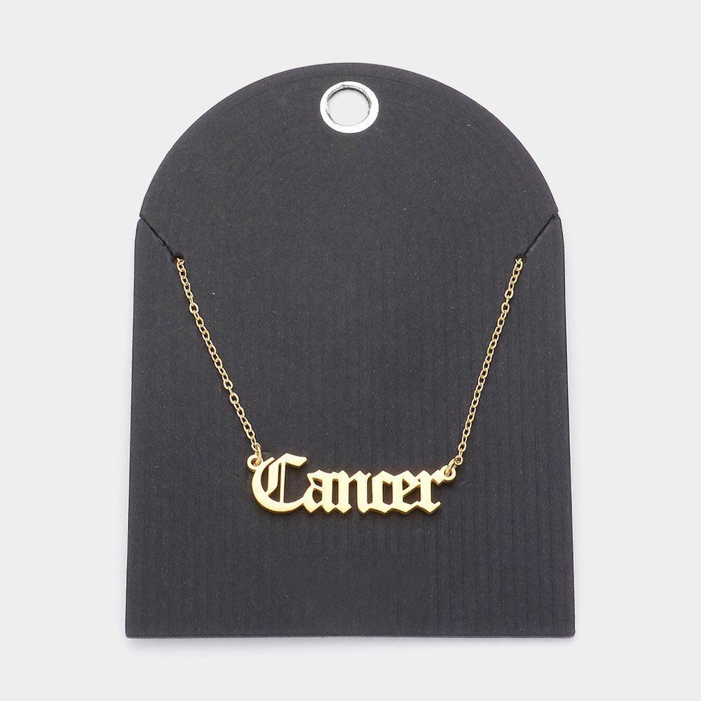 Gold Stainless Steel CANCER Plate Pendant Necklace - Jewelry Store by Erik Rayo