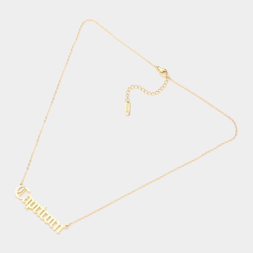 Gold Stainless Steel CAPRICORN Plate Pendant Necklace - Jewelry Store by Erik Rayo