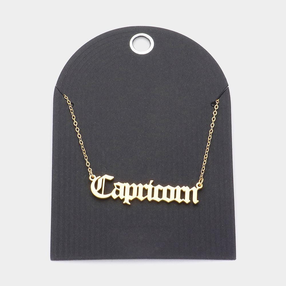 Gold Stainless Steel CAPRICORN Plate Pendant Necklace - Jewelry Store by Erik Rayo