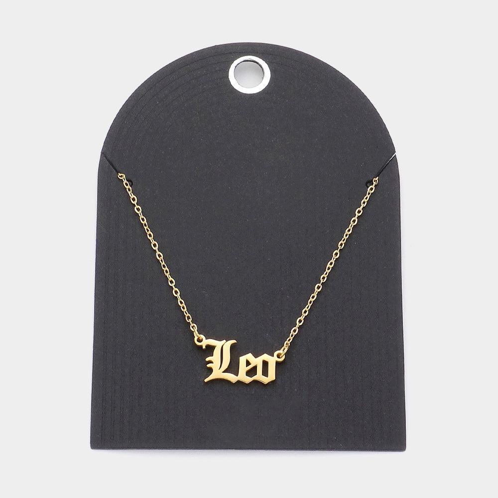 Gold Stainless Steel LEO Plate Pendant Necklace - Jewelry Store by Erik Rayo