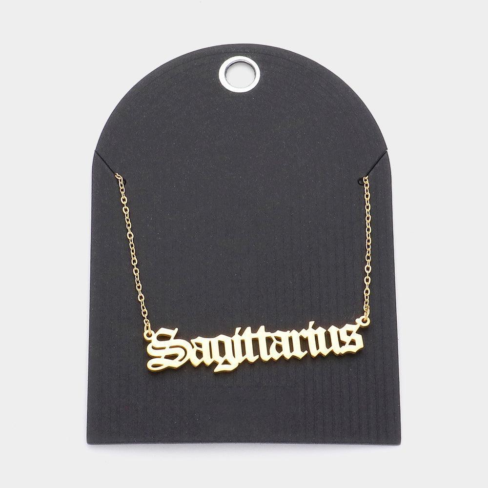 Gold Stainless Steel SAGITTARIUS Plate Pendant Necklace - Jewelry Store by Erik Rayo