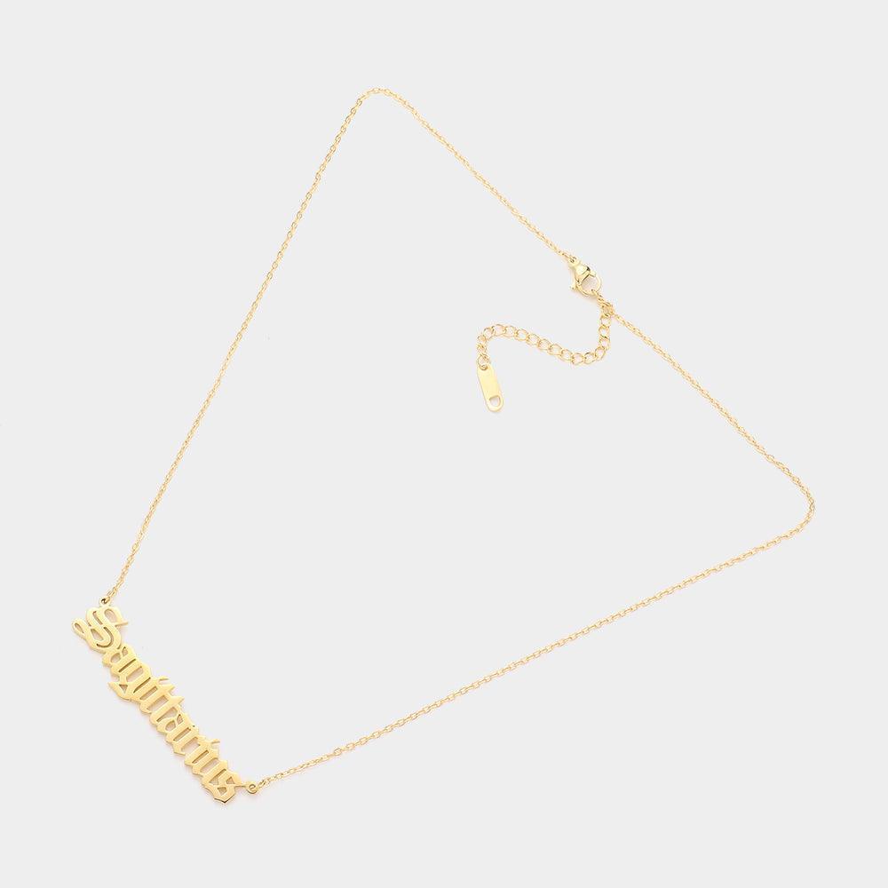 Gold Stainless Steel SAGITTARIUS Plate Pendant Necklace - Jewelry Store by Erik Rayo