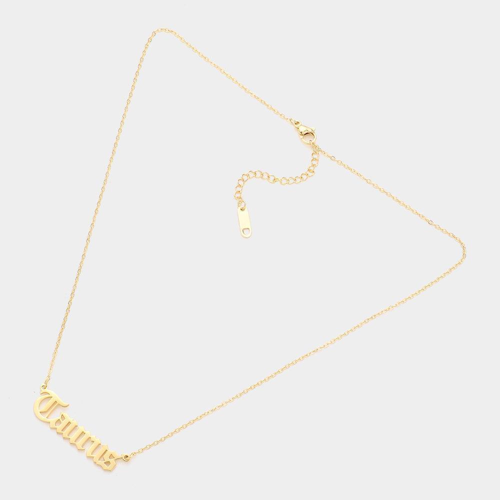 Gold Stainless Steel TAURUS Plate Pendant Necklace - Jewelry Store by Erik Rayo