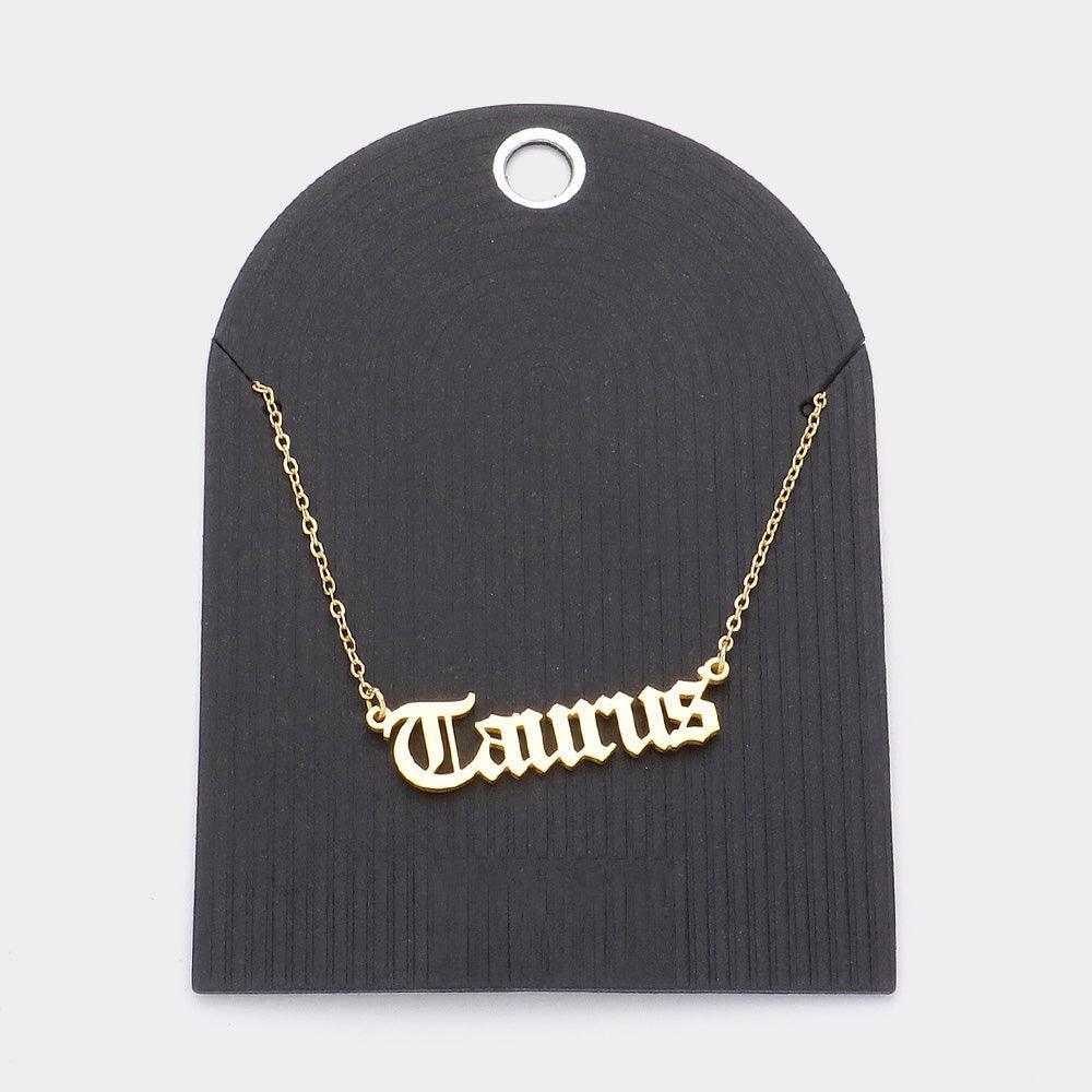 Gold Stainless Steel TAURUS Plate Pendant Necklace - Jewelry Store by Erik Rayo