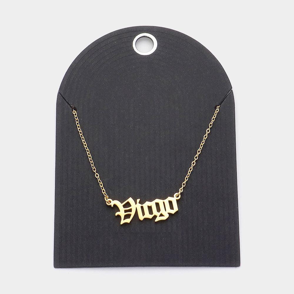 Gold Stainless Steel VIRGO Plate Pendant Necklace - Jewelry Store by Erik Rayo