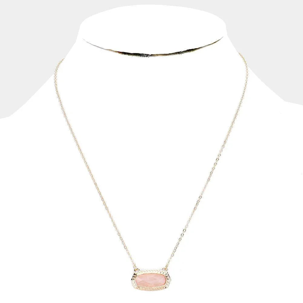 Orange Hexagon Stone Pendant Necklace - Jewelry Store by Erik Rayo