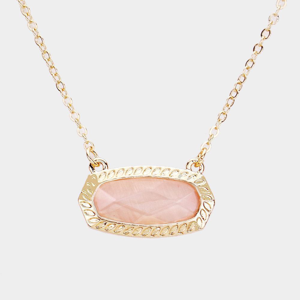 Orange Hexagon Stone Pendant Necklace - Jewelry Store by Erik Rayo