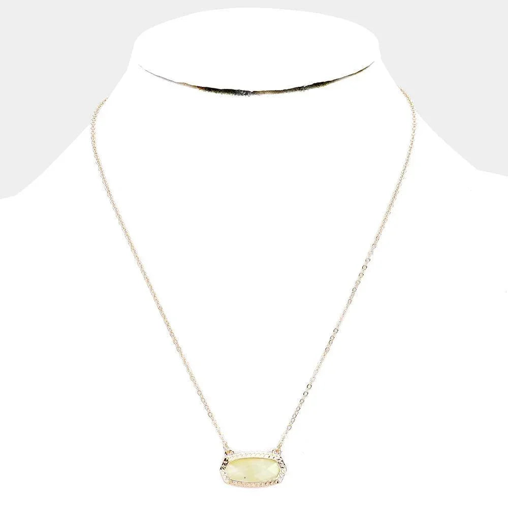 Yellow Hexagon Stone Pendant Necklace - Jewelry Store by Erik Rayo