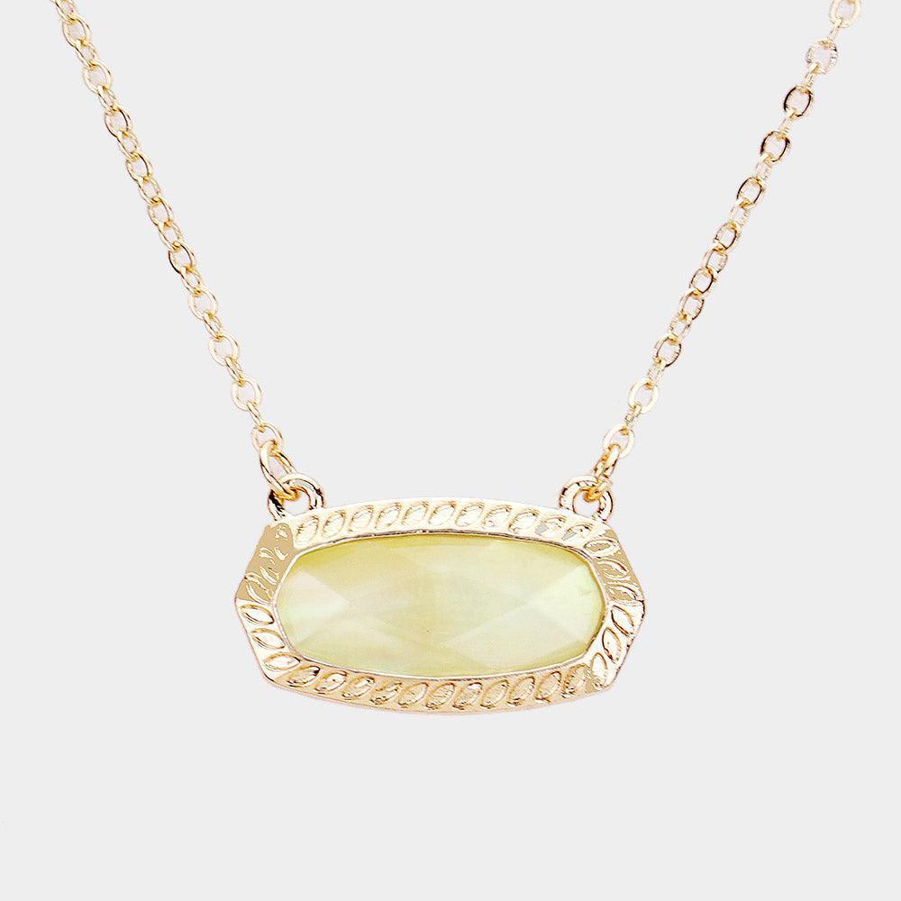 Yellow Hexagon Stone Pendant Necklace - Jewelry Store by Erik Rayo