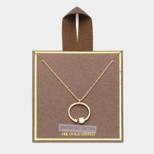 Load image into Gallery viewer, Gold 18K Gold Dipped CZ Stone Accented Open Circle Pendant Necklace
