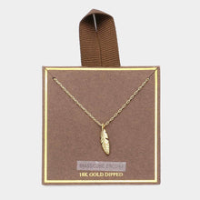 Load image into Gallery viewer, Gold 18K Gold Dipped CZ Stone Paved Feather Pendant Necklace
