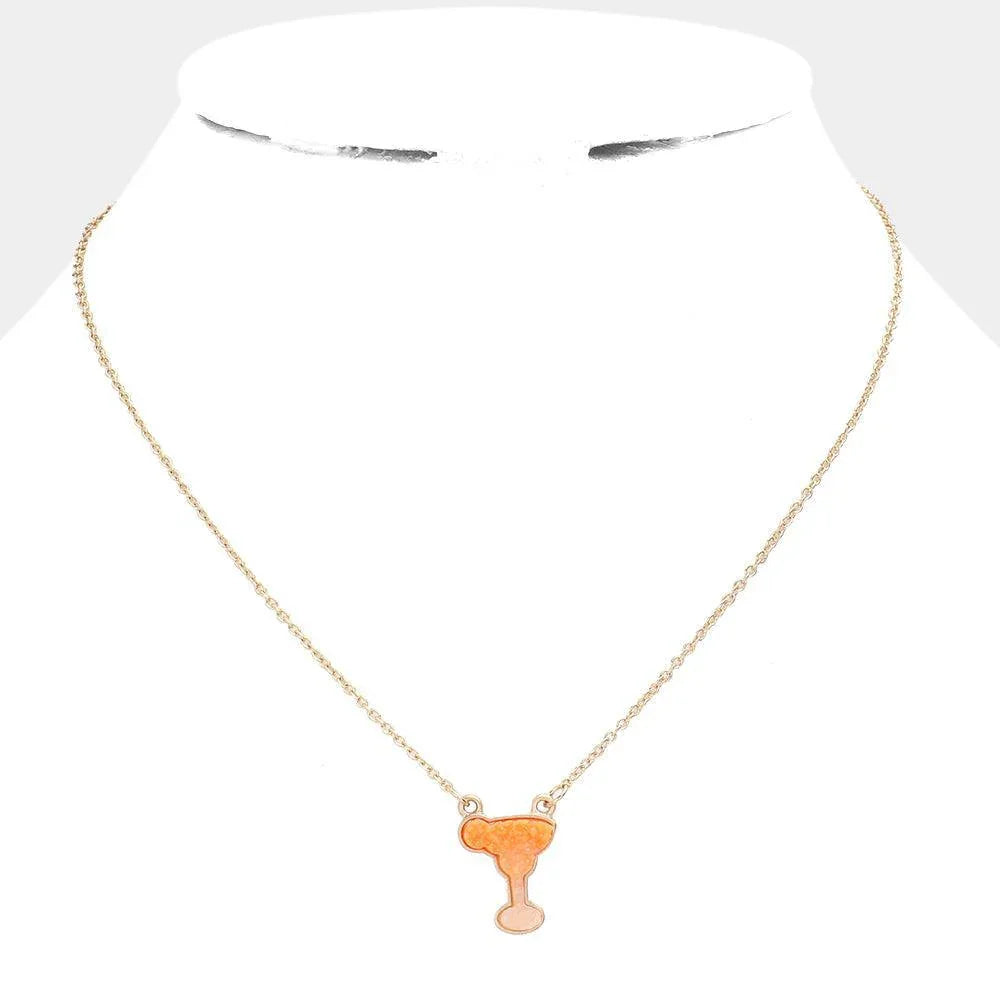 Orange Druzy Cocktail Pendant Necklace - Jewelry Store by Erik Rayo