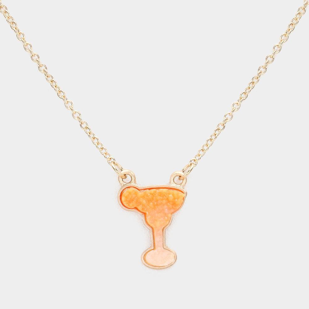 Orange Druzy Cocktail Pendant Necklace - Jewelry Store by Erik Rayo