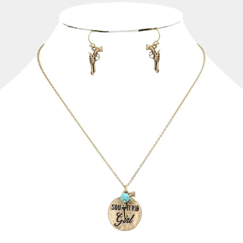 Gold "Southern Girl" Gun Charm Necklace - Jewelry Store by Erik Rayo