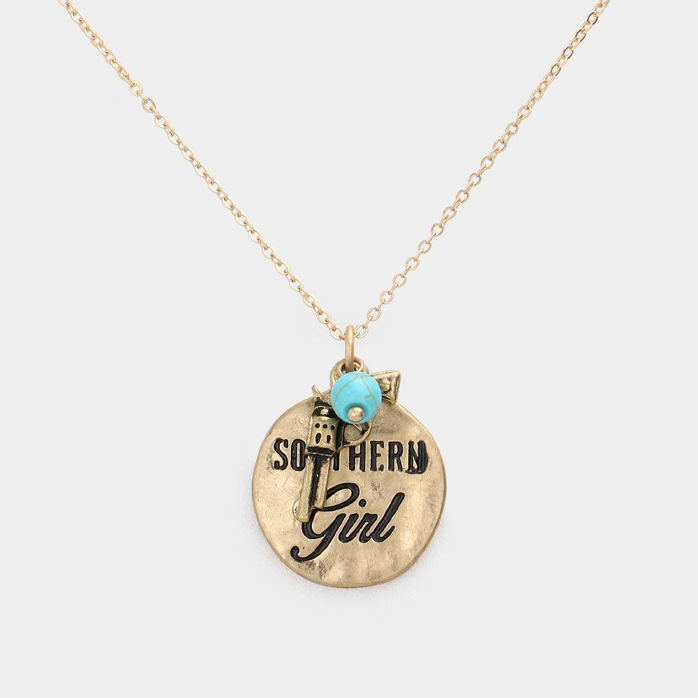 Gold "Southern Girl" Gun Charm Necklace - Jewelry Store by Erik Rayo