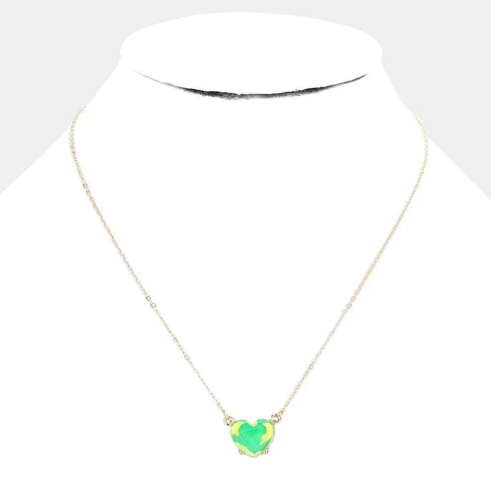 Green Heart Stone Pendant Necklace - Jewelry Store by Erik Rayo
