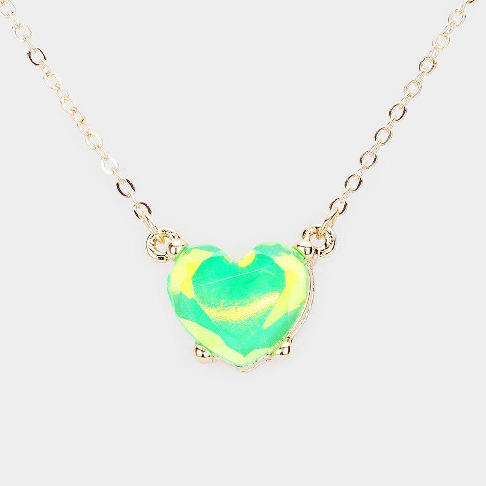 Green Heart Stone Pendant Necklace - Jewelry Store by Erik Rayo