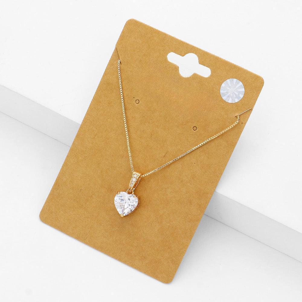 Gold CZ Heart Stone Pendant Necklace - Jewelry Store by Erik Rayo