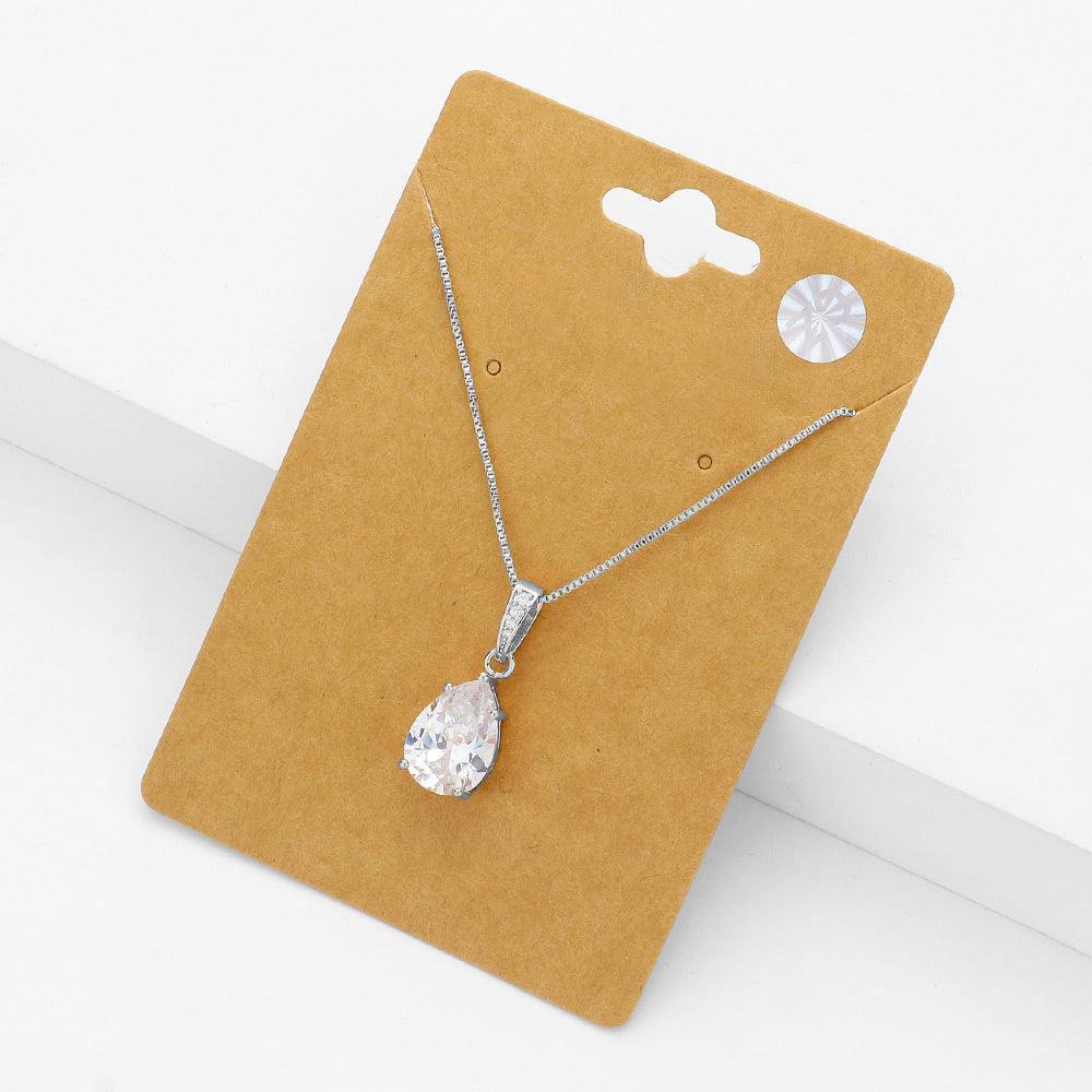 CZ Teardrop Stone Pendant Necklace - Jewelry Store by Erik Rayo