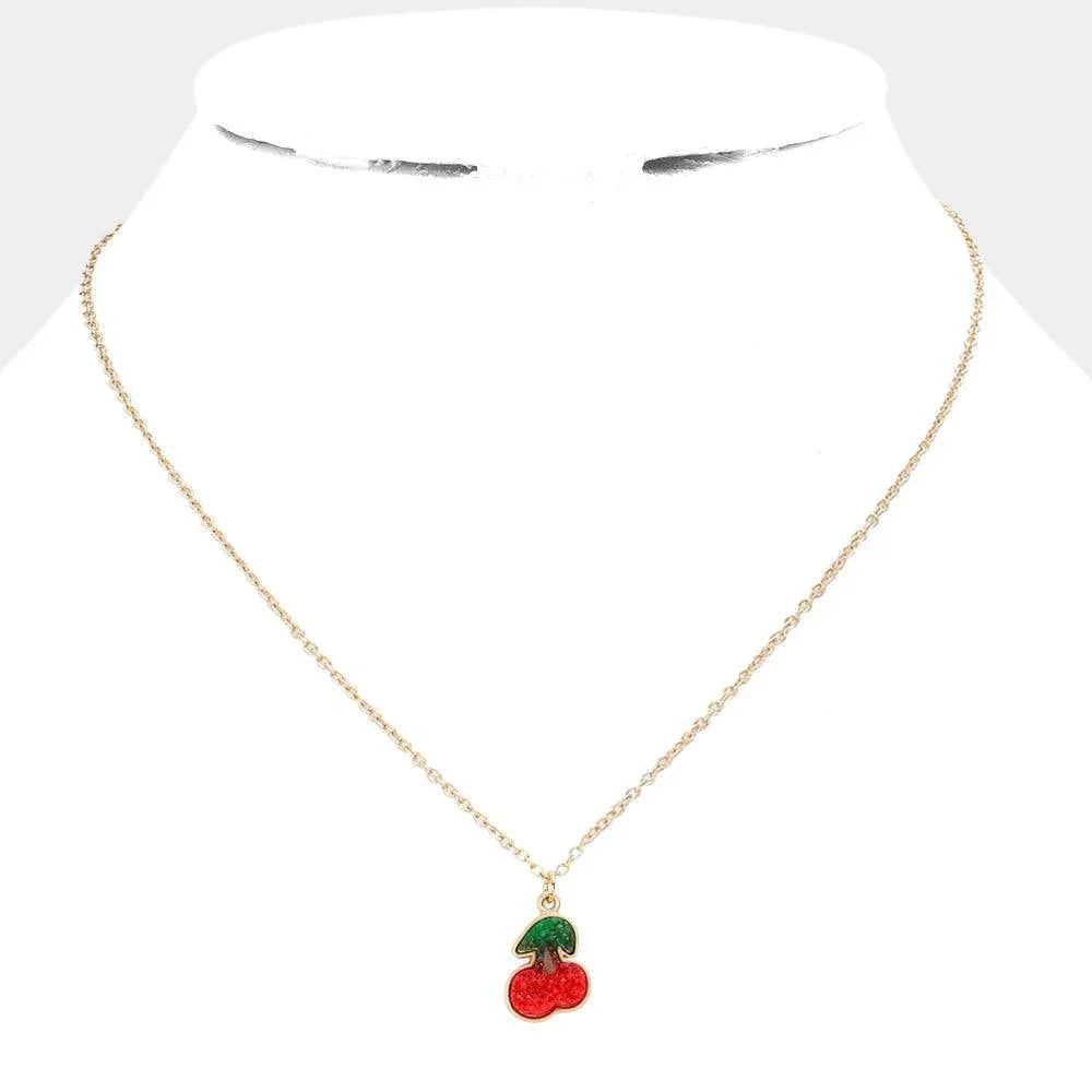 Red Druzy Cherry Pendant Necklace - Jewelry Store by Erik Rayo