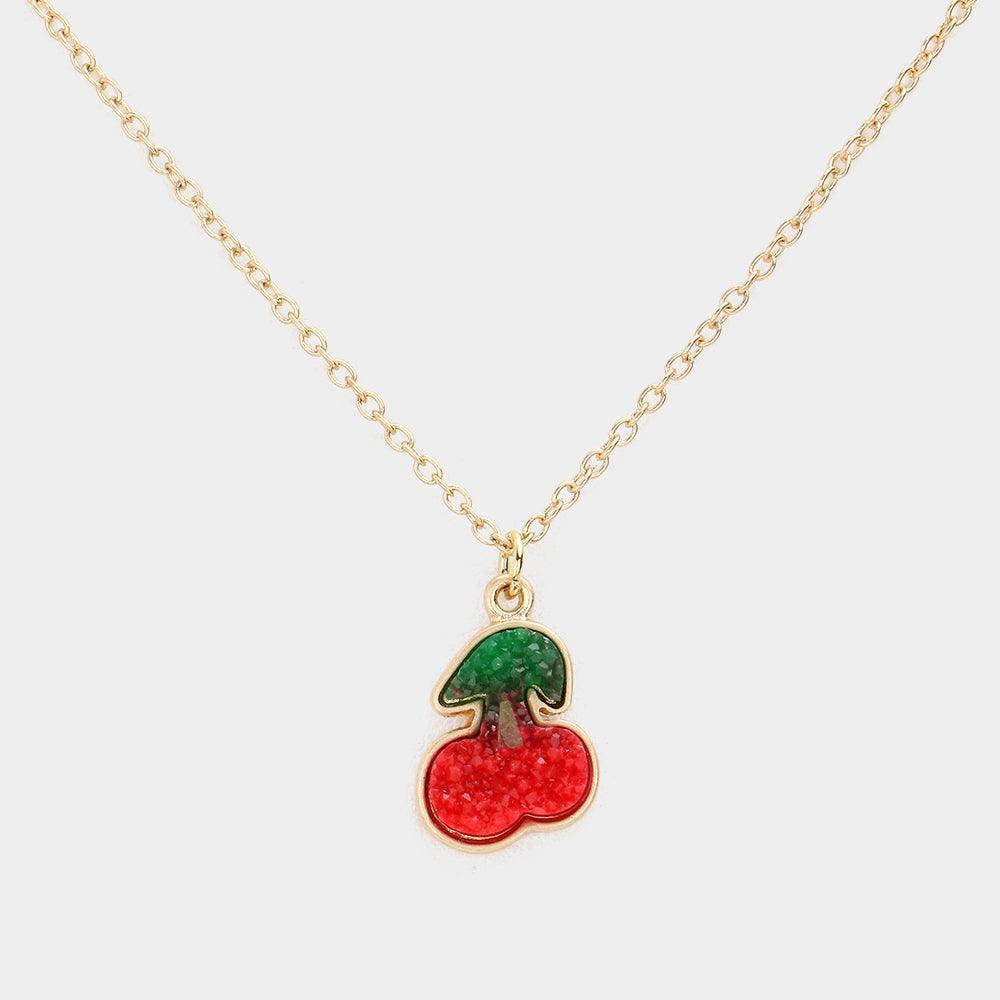 Red Druzy Cherry Pendant Necklace - Jewelry Store by Erik Rayo