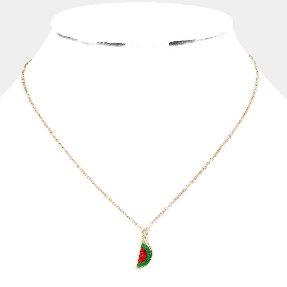 Red Druzy Watermelon Pendant Necklace - Jewelry Store by Erik Rayo