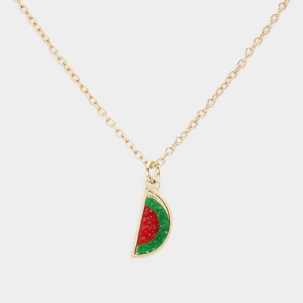 Red Druzy Watermelon Pendant Necklace - Jewelry Store by Erik Rayo