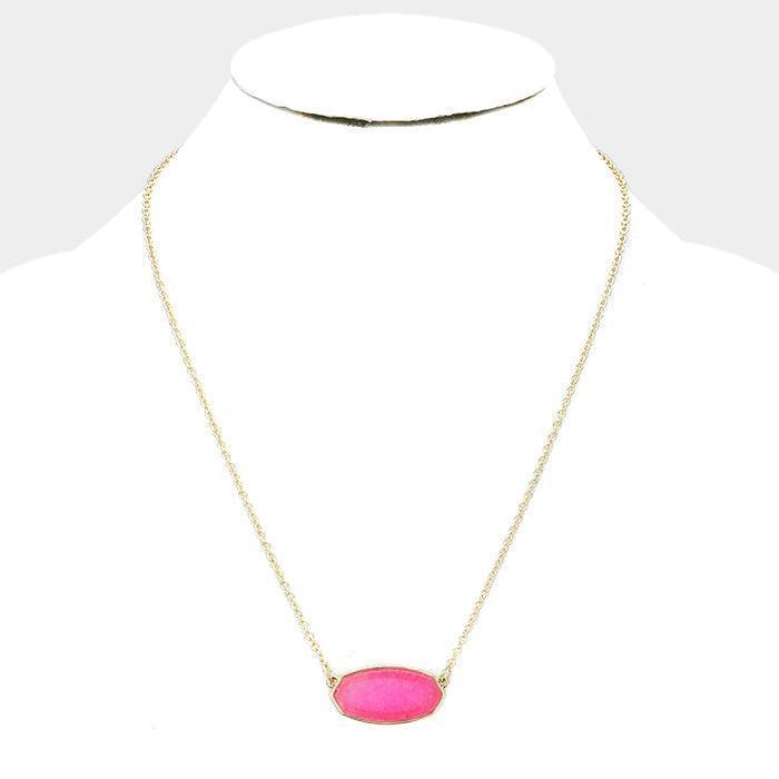 Gold Hexagon Stone Pendant Necklace - Jewelry Store by Erik Rayo