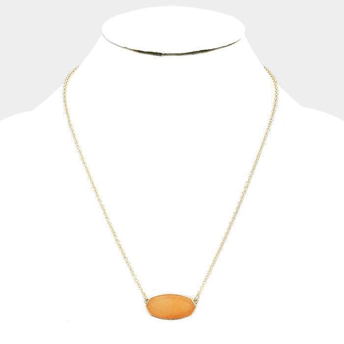 Orange Hexagon Stone Pendant Necklace - Jewelry Store by Erik Rayo
