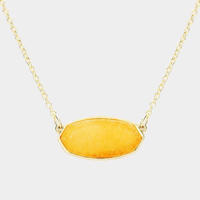 Orange Hexagon Stone Pendant Necklace - Jewelry Store by Erik Rayo