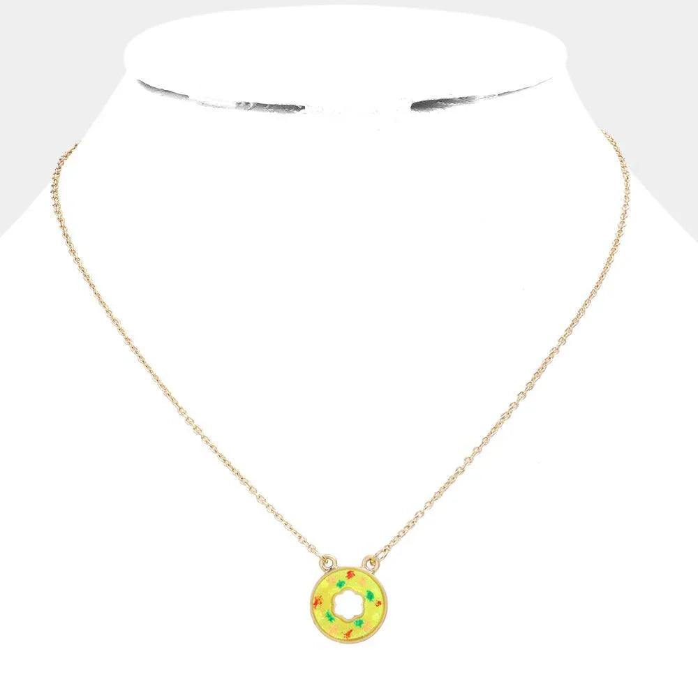 Yellow Druzy Donut Pendant Necklace - Jewelry Store by Erik Rayo