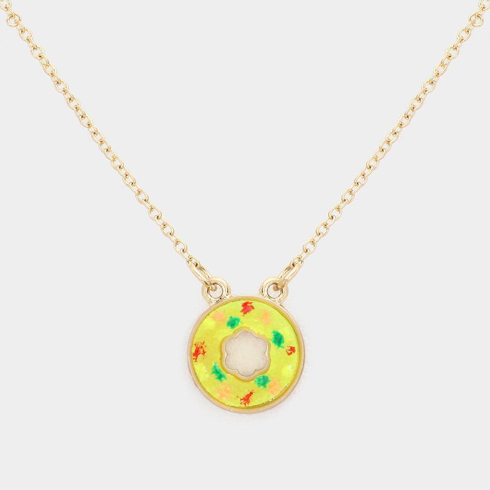 Yellow Druzy Donut Pendant Necklace - Jewelry Store by Erik Rayo